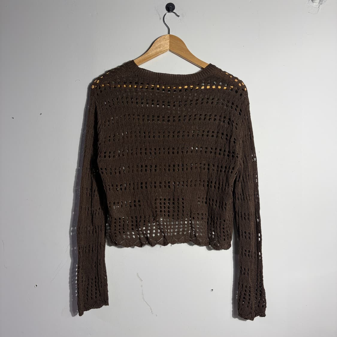 빈티지 모리걸 브라운 크롭 그물니트 (무료배송) 상품이미지3