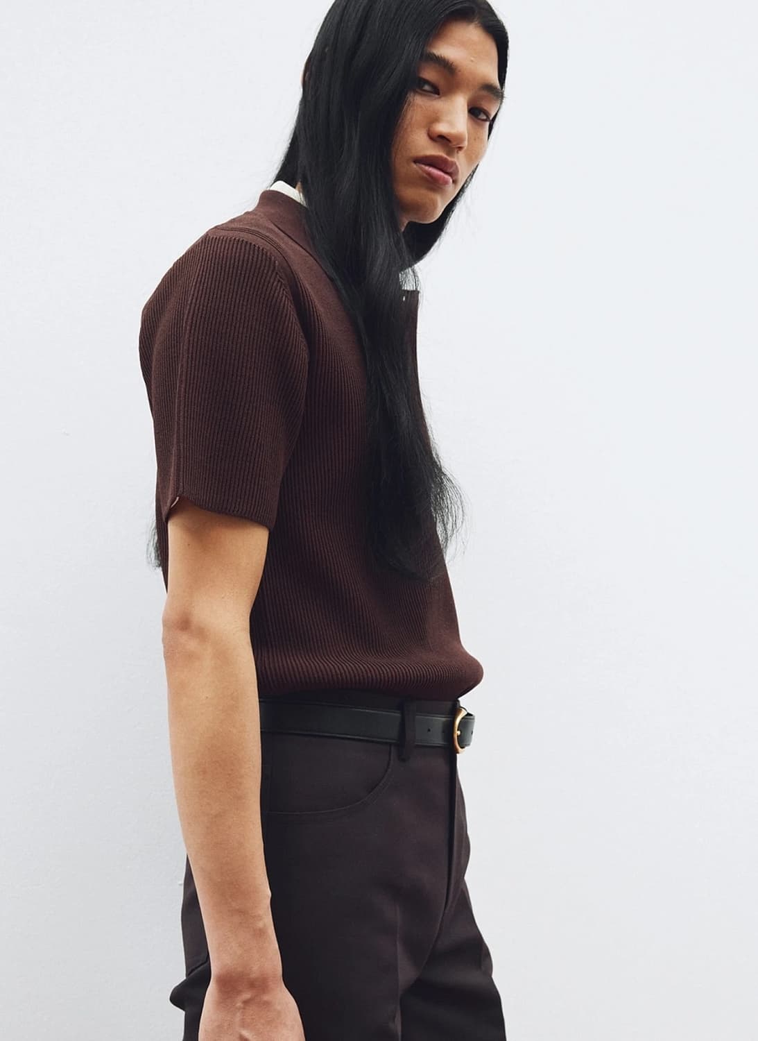 렉토 25SS 컴팩트 클래식 폴로 니트 브라운 상품이미지3