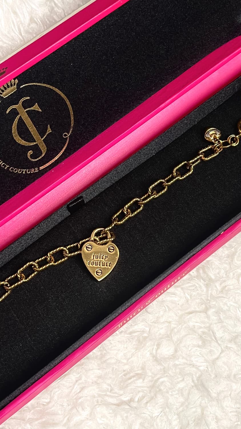 Y2k Juicy couture 쥬시꾸뛰르 하트 자물쇠 체인 브레이슬릿 상품이미지1