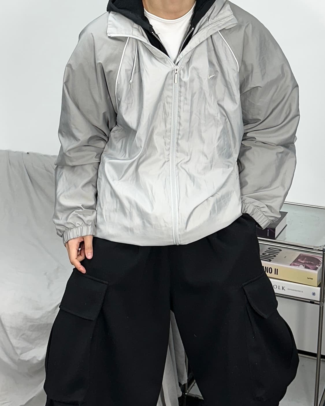 나이키 00s 그레이 배색 바람막이 XL 상품이미지2
