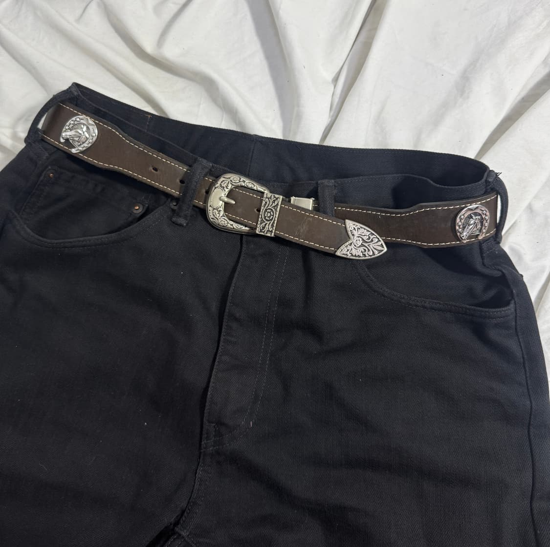 빈티지 홀스슈 콘초 웨스턴 레더 벨트 상품이미지2