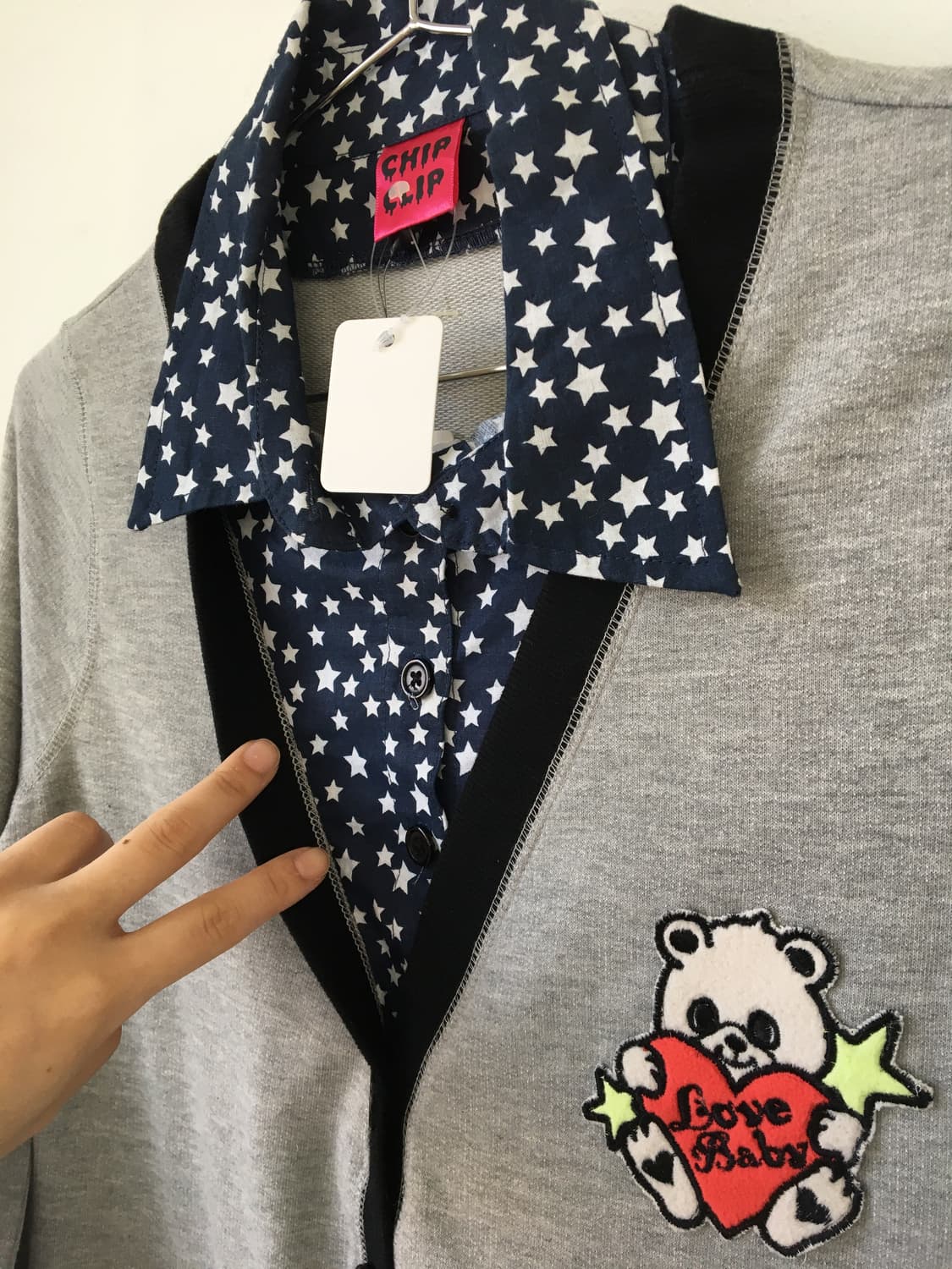 Star pattern shirt layered cardigan 상품이미지4