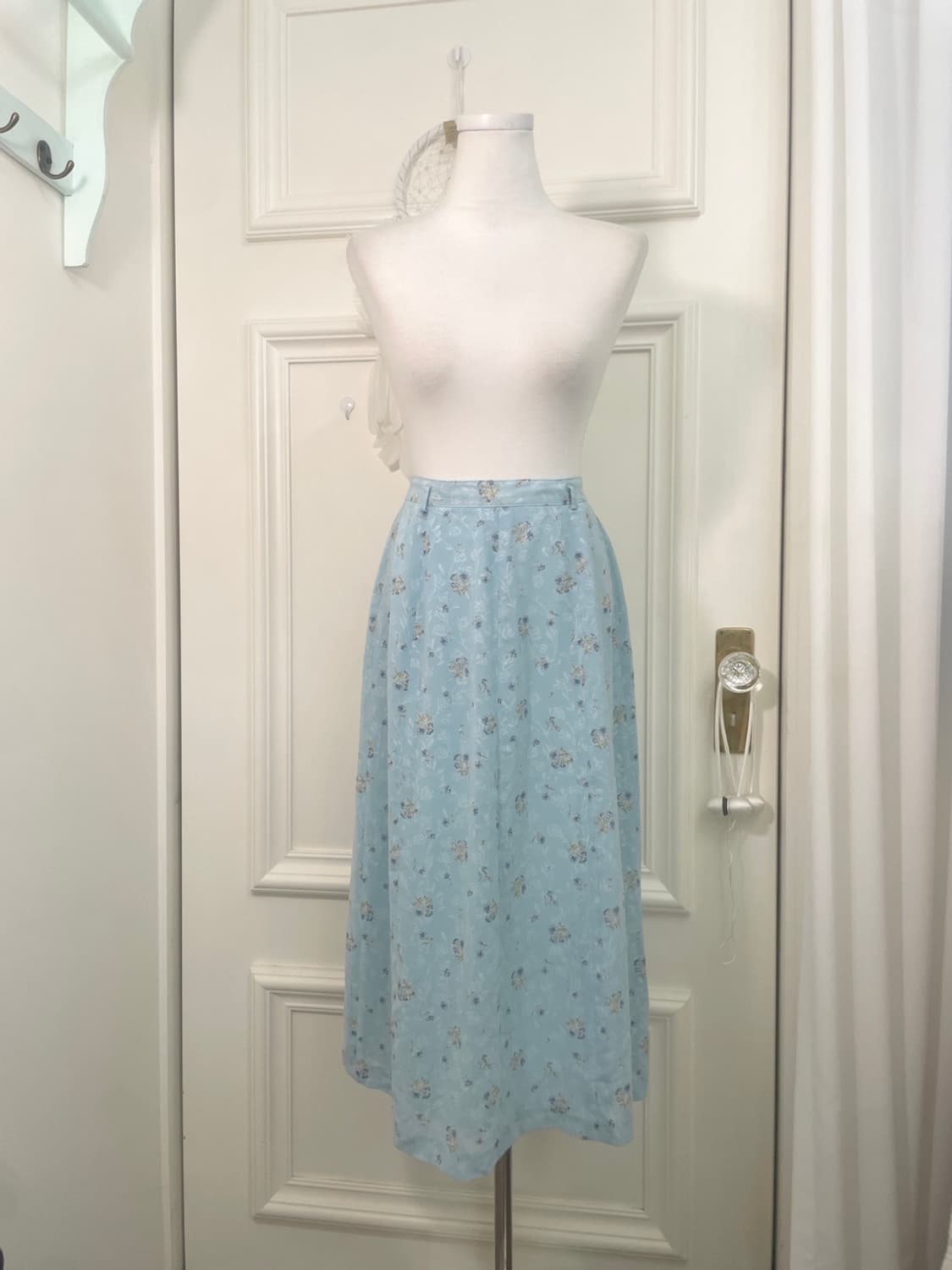 sky blue flower pattern chiffon summer s 상품이미지1