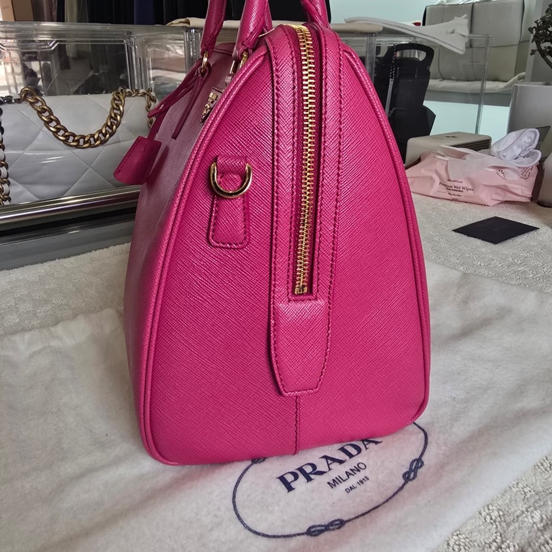 [중고/정품] 프라다 사피아노 럭스 보스턴백 핑크 상품이미지5