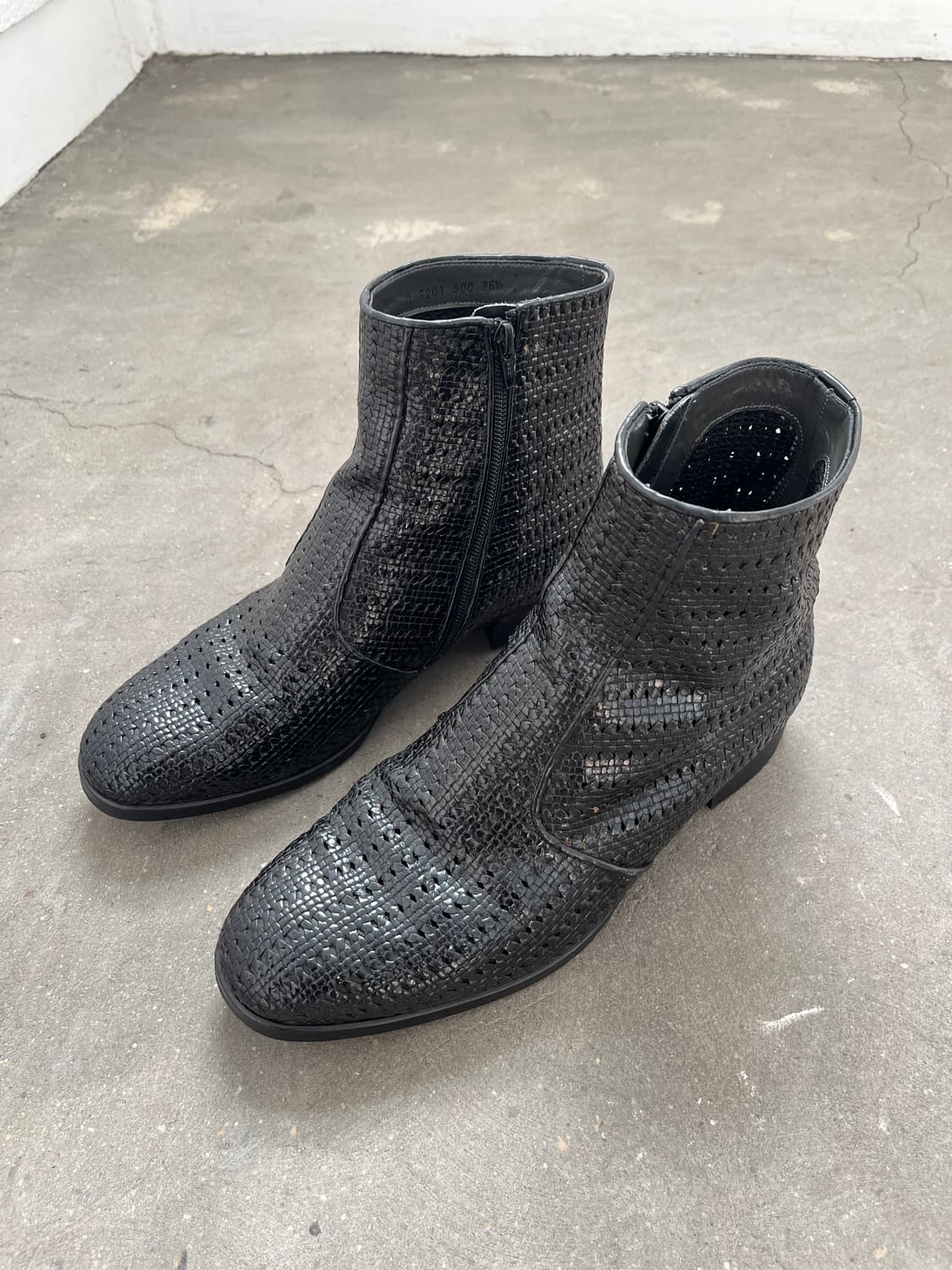 Vintage 위빙텍스쳐 레더 앵클부츠 상품이미지5