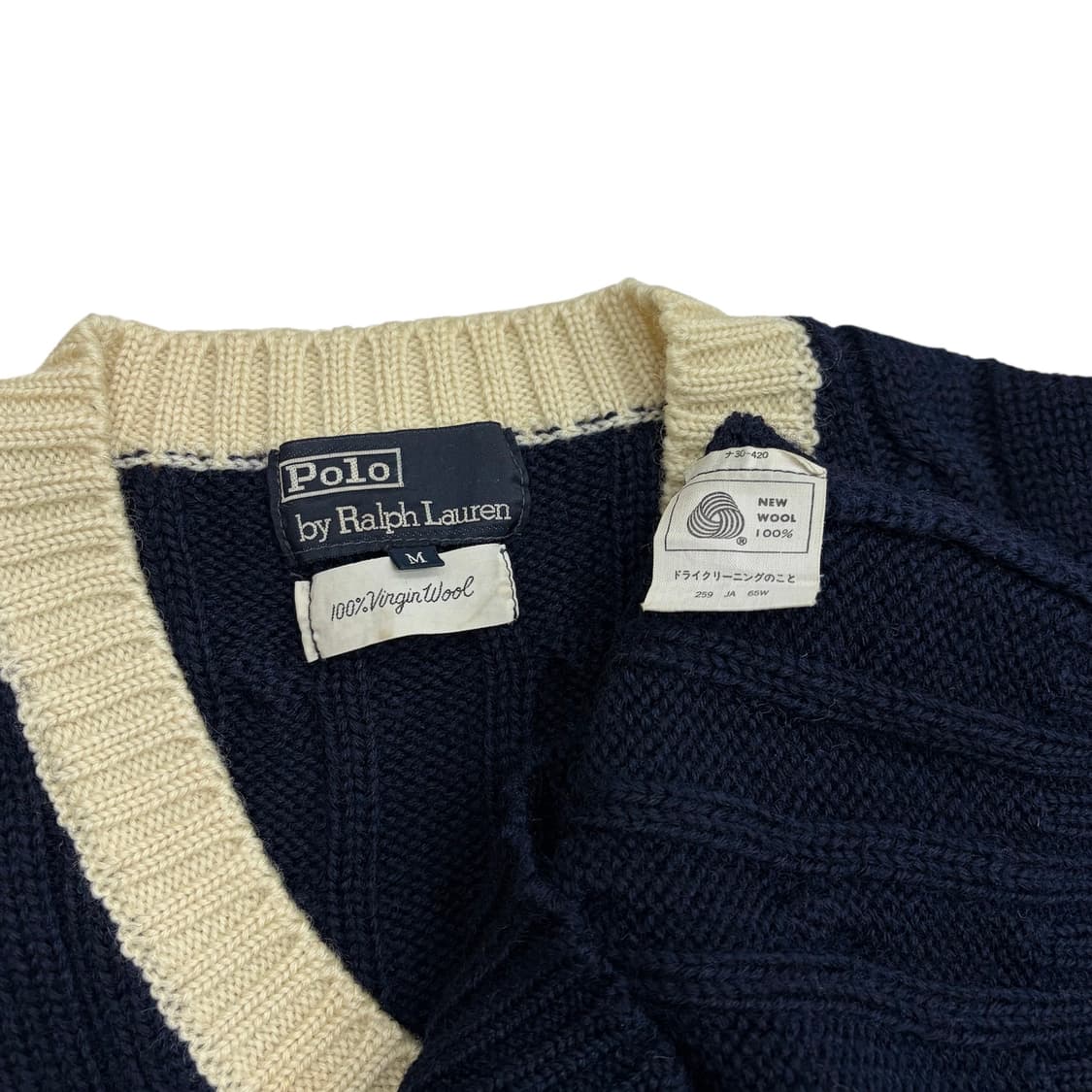 폴로 랄프로렌 일본판 네이비 빈티지 울 크리켓 니트 m 상품이미지3