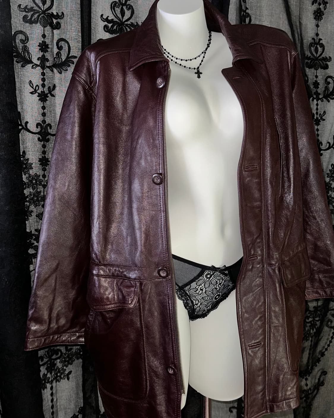 Red brown sheepskin coat jacket 상품이미지2