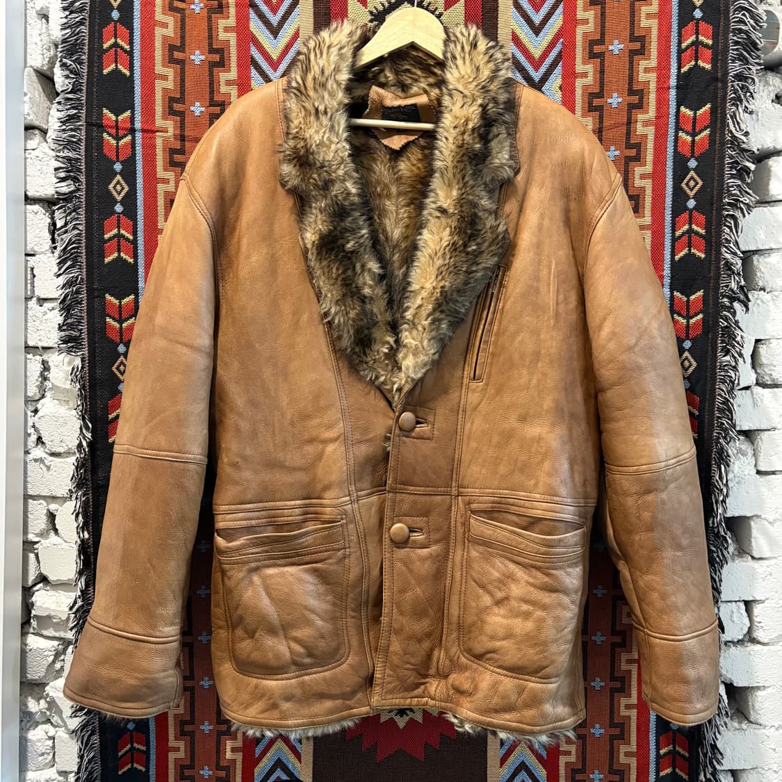 빈티지 양가죽,양털 100% 천연가죽 롱 무스탕 상품이미지2