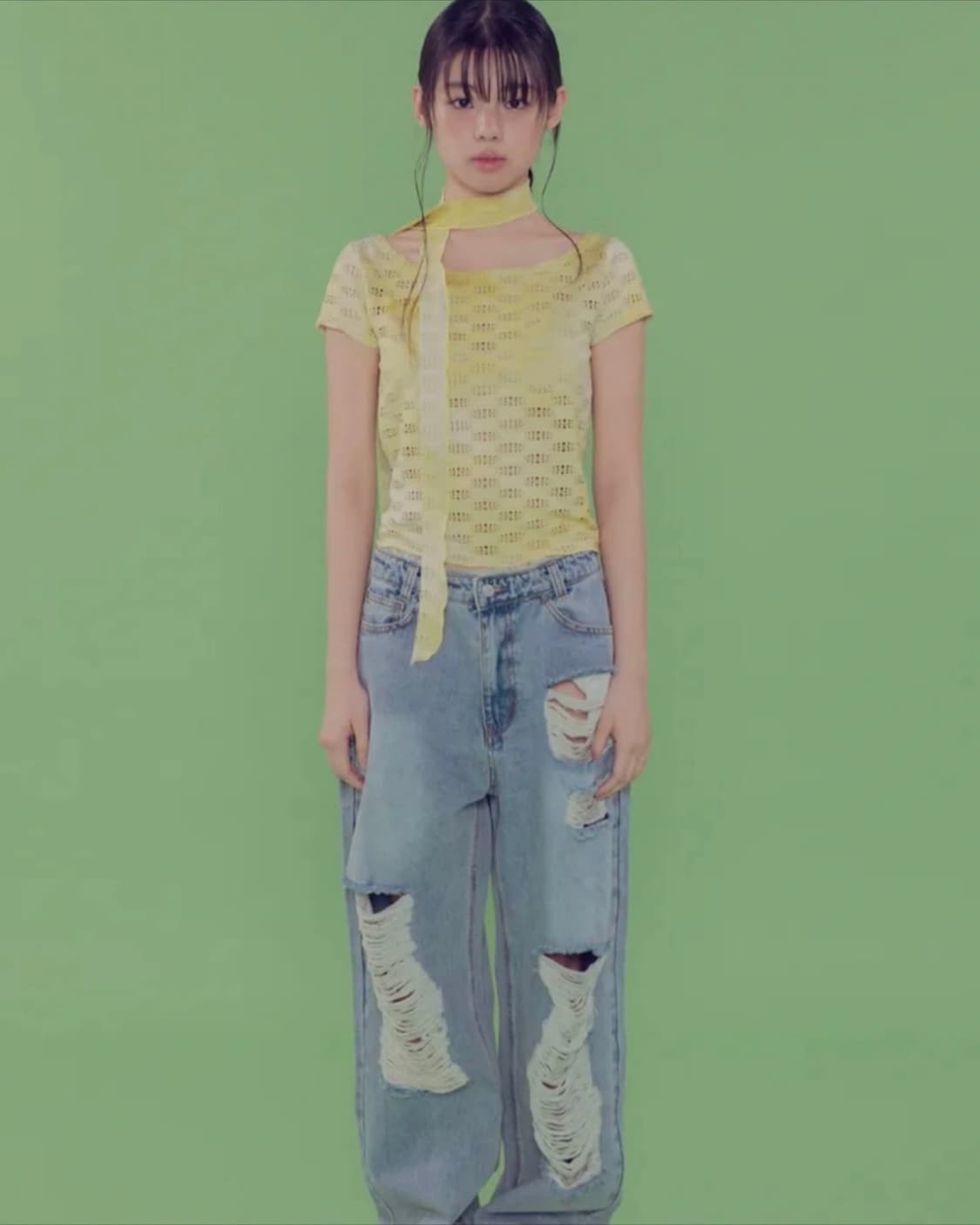 팬시클럽 밀키웨이 스카프 티 (라임) 상품이미지1