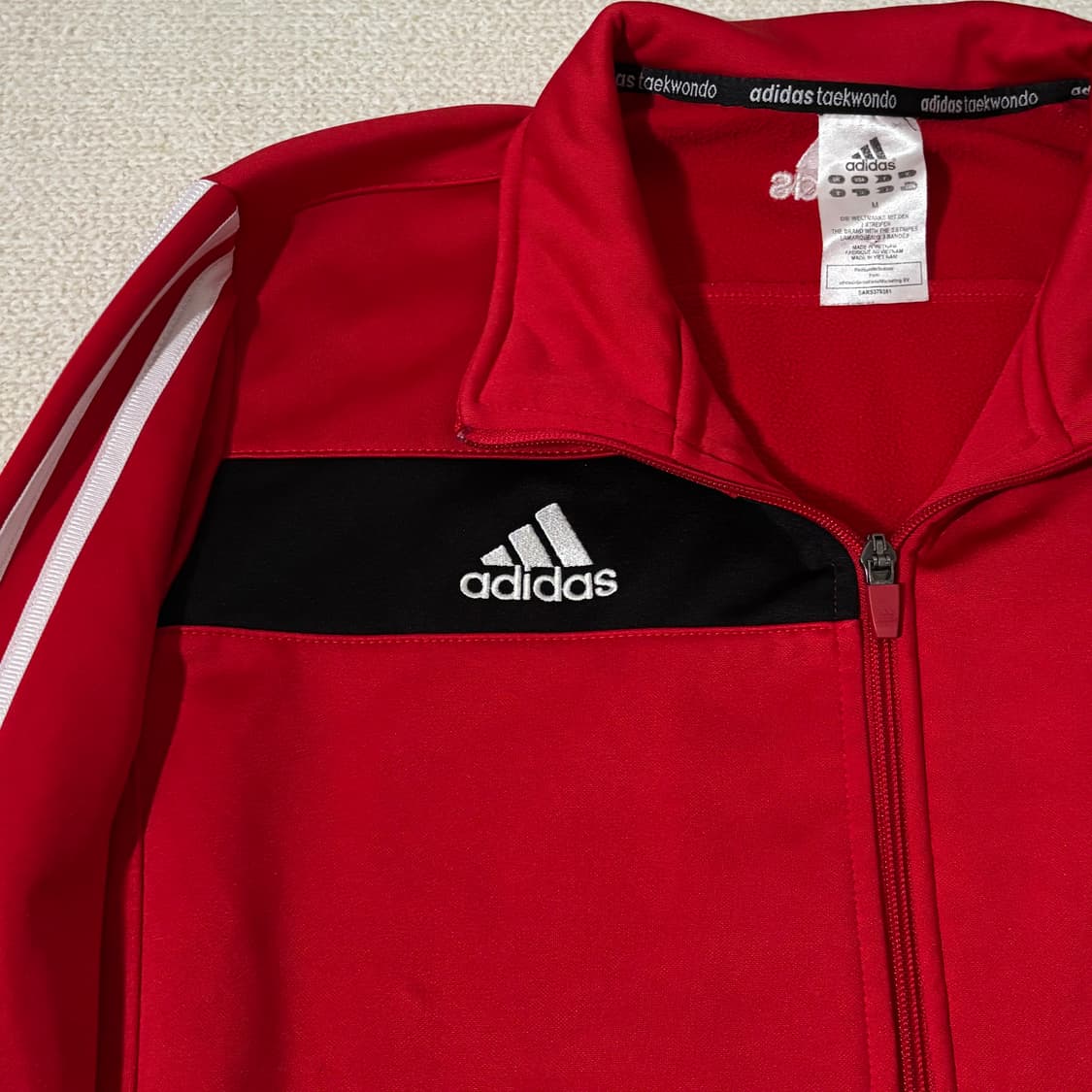 아디다스 태권도 레드 블랙포인트 기모 트랙탑 져 상품이미지2