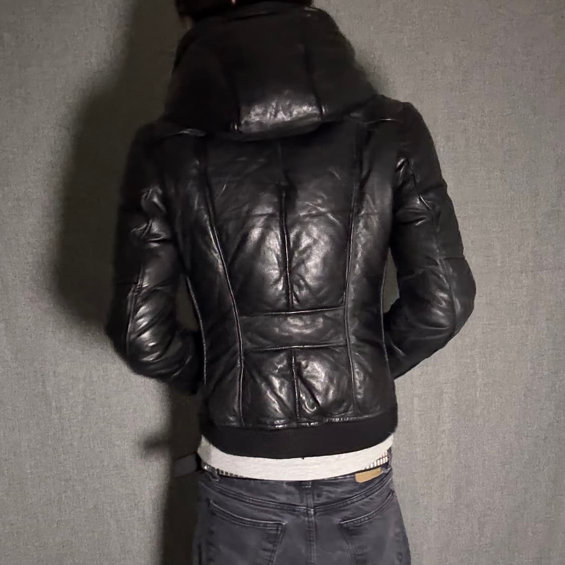 GK 가죽 후드집업 패딩 블랙 상품이미지6