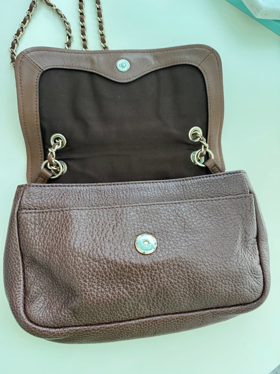 헤지스 체인숄더&크로스 브라운 천연가죽백 상품이미지6