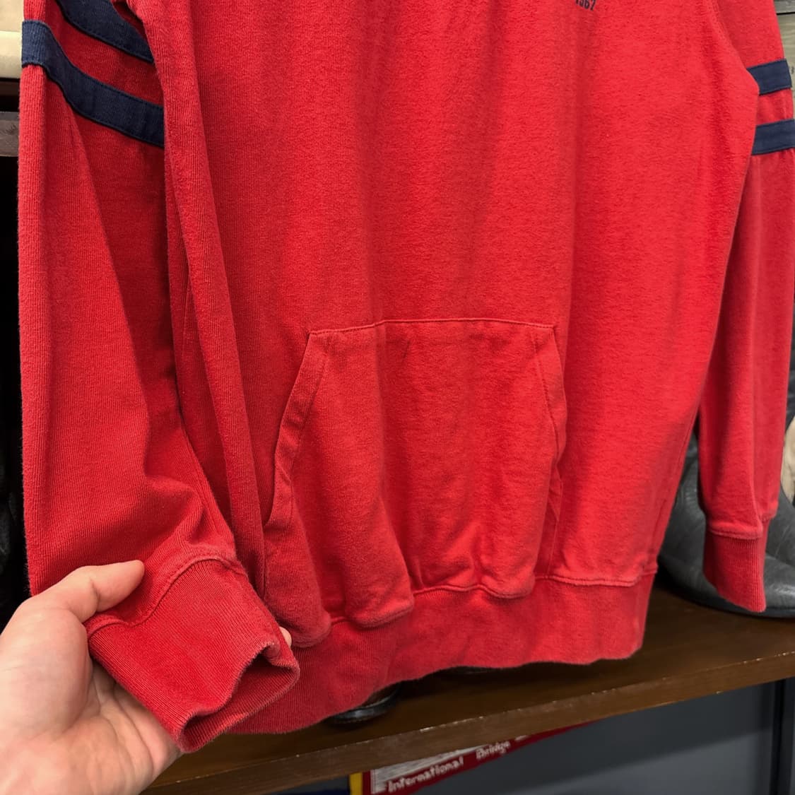 90s 폴로 랄프로렌 럭비카라 롱슬리브 티셔츠 캥거루포켓 N1002 상품이미지4