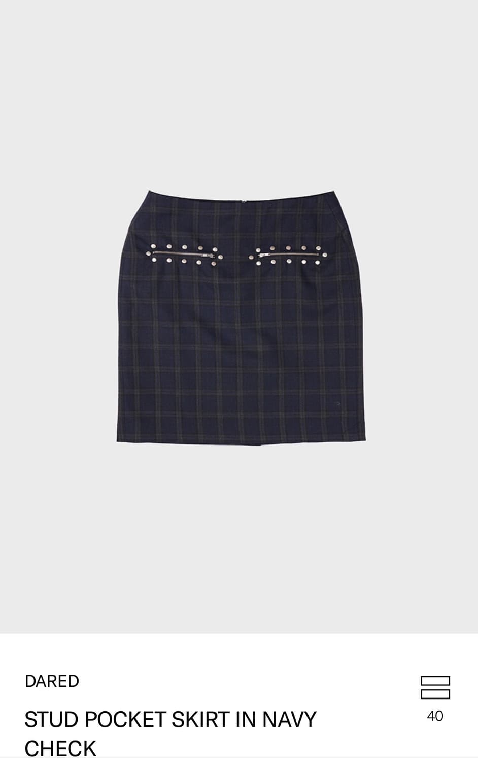 DARED)STUD POCKET SKIRT IN NAVY CHECK  상품이미지4