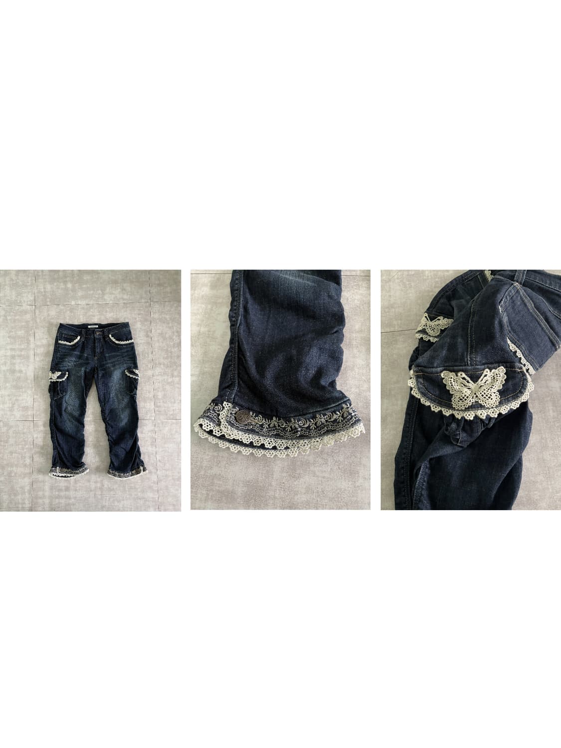 axes femme) lace trim denim cargo pants 상품이미지1