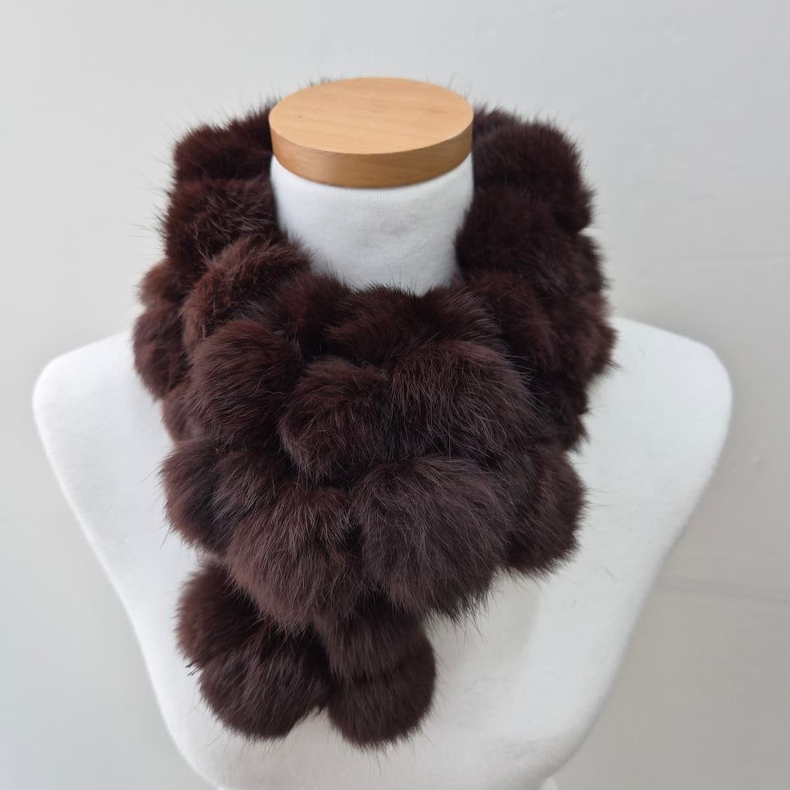 브라운 리얼 렉스 토끼털 퍼 폼폼 머플러  상품이미지1