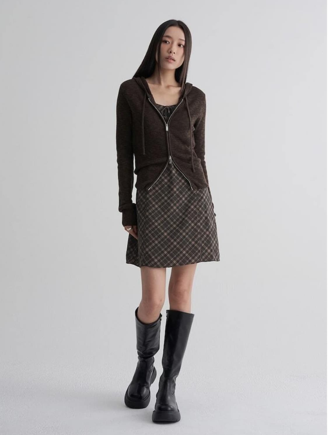 에잇세컨즈 니트 후드 카디건 브라운 상품이미지2