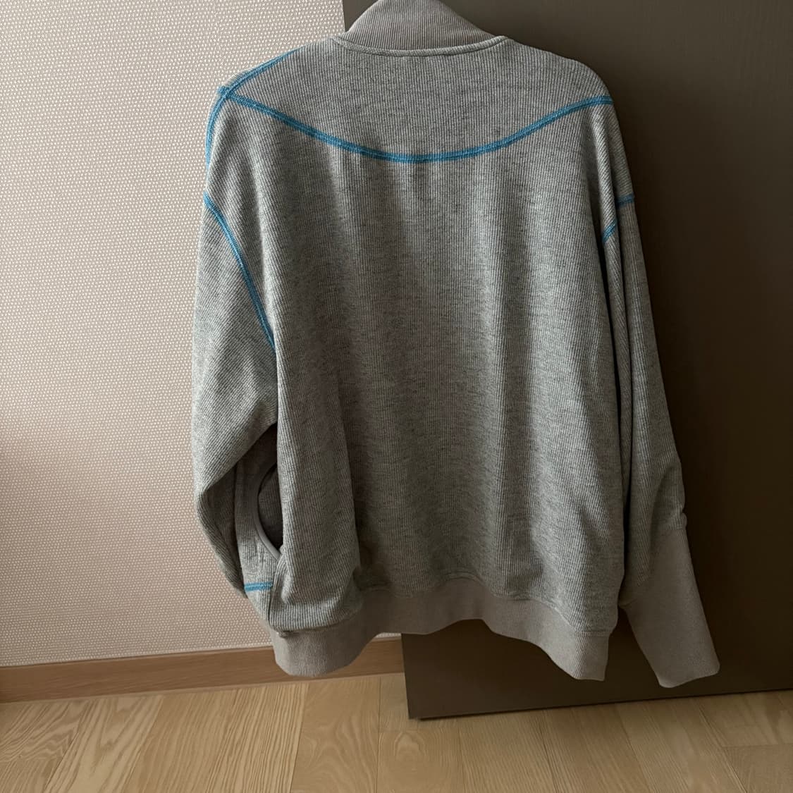 하이산 베이스볼 라인 스티치 집업 자켓 그레이 S 상품이미지3