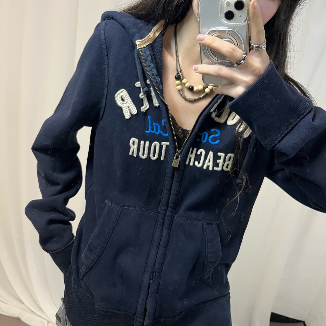 Hollister Navy Zip-up Hoodie 상품이미지3
