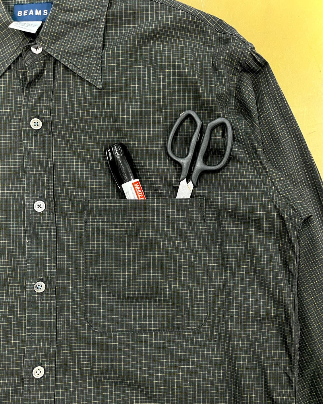 90s Old BEAMS Archive Green Check Shirt 상품이미지6