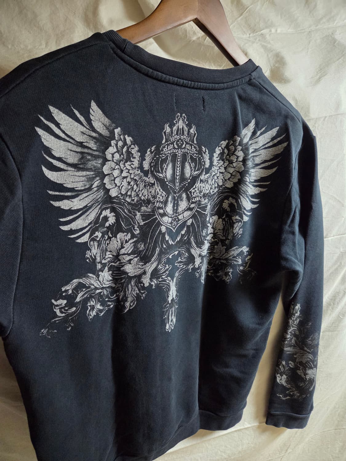 자라 맨 해골 프린팅 긴팔 티셔츠 블랙 L 상품이미지5