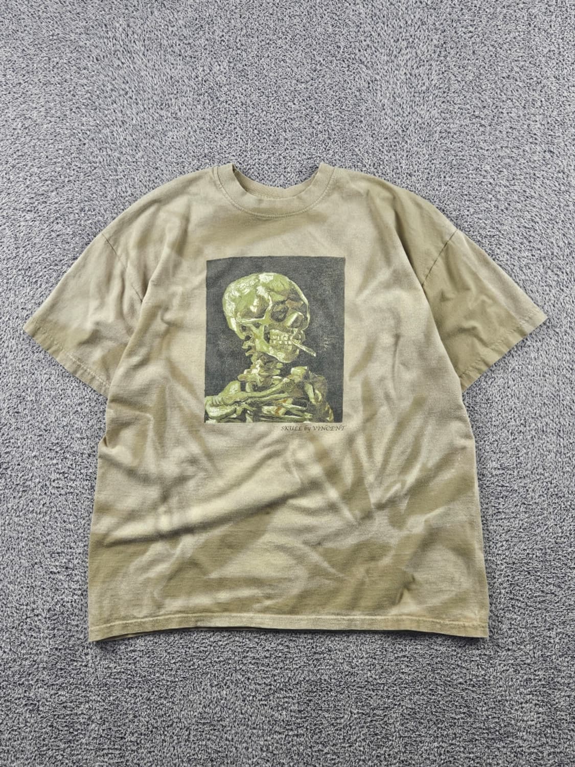 빈센트 스컬 프린팅 다잉워시드 커스텀 반팔 티셔츠 (M추정)/ 11373 상품이미지1