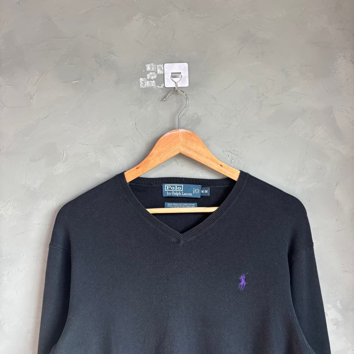 폴로 랄프로렌 피마코튼 브이넥 니트 블랙 상품이미지2