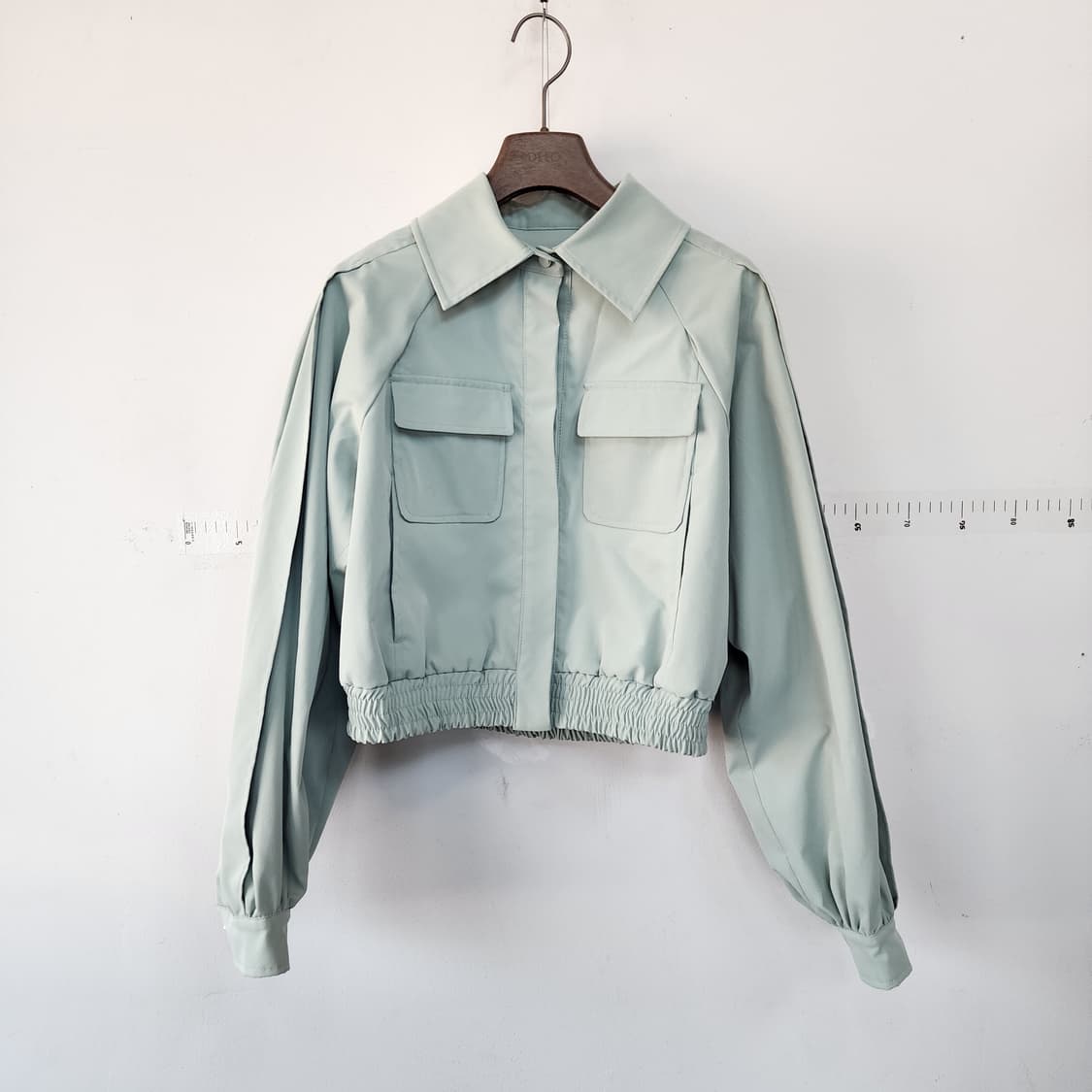 JS 뉴욕디자인 숏 크롭 블루종 자켓 민트색 상품이미지1