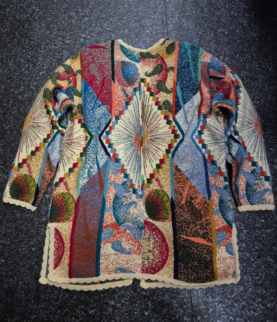 GECCU 게쿠 아이보리 멀티컬러 에스닉패턴 울100 니트 가디건 상품이미지2