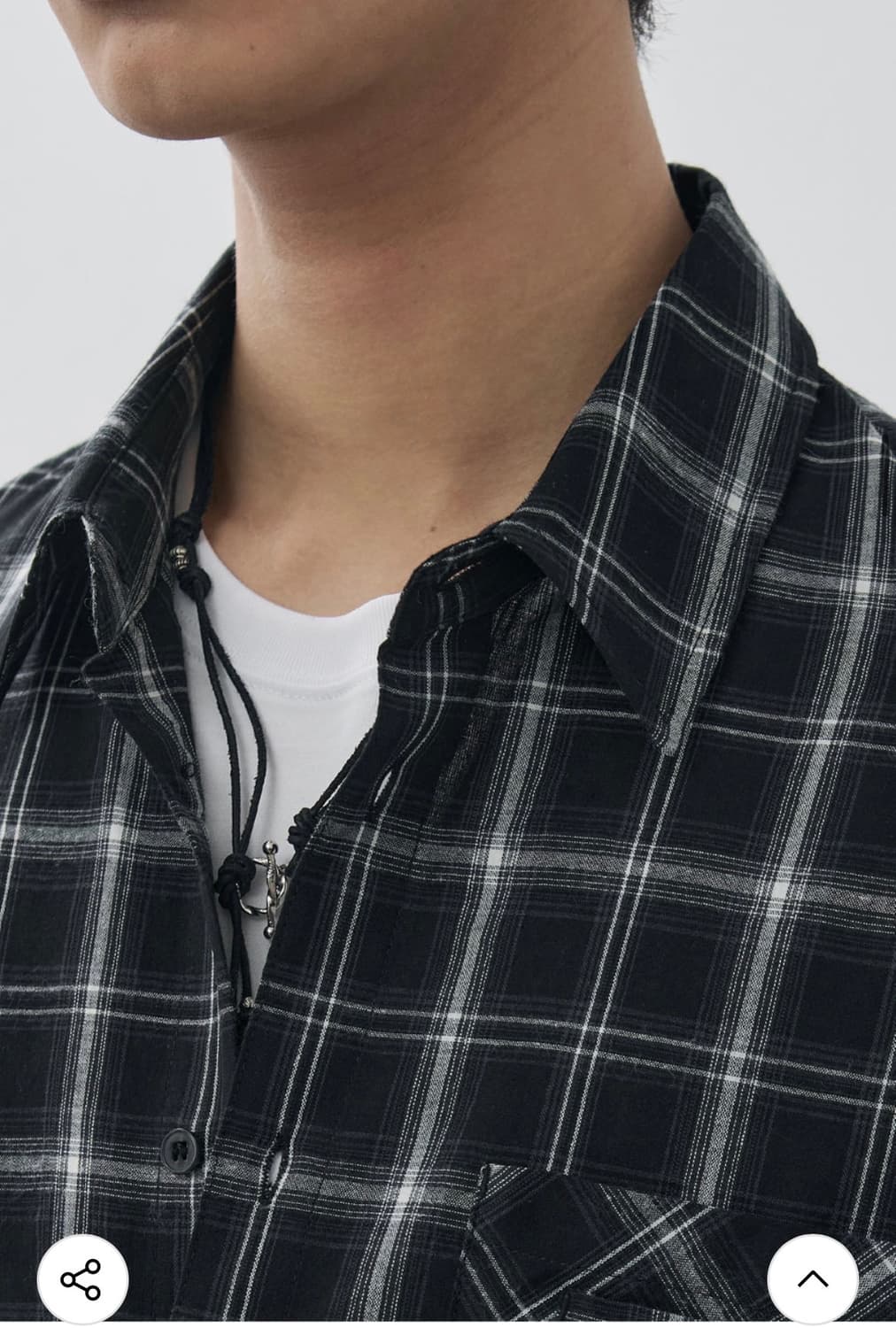 (새상품)(L) 알리스 썸머 브리즈 레이어 체크 셔츠 [블랙] 판매 상품이미지9