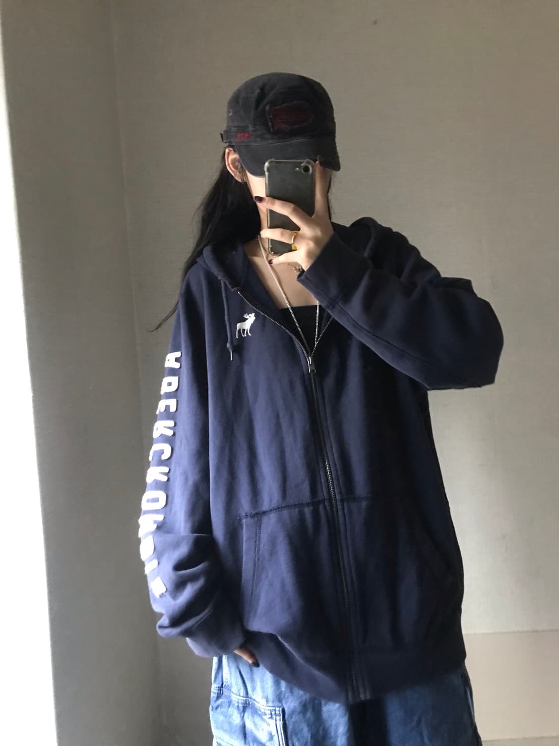 아베크롬비 네이비 사이드 로고 후드집업 상품이미지1