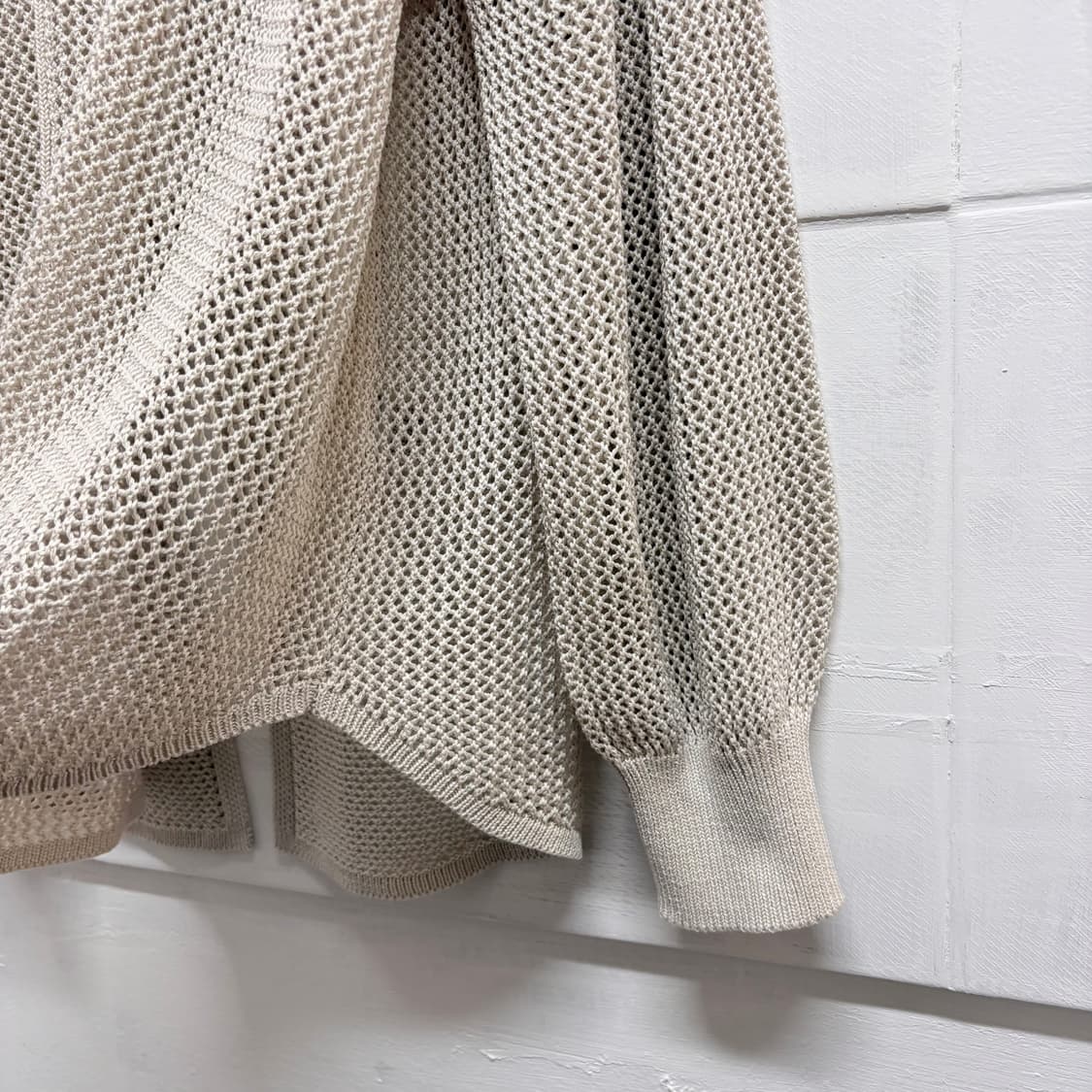 GU 오트밀 네트 리본 탑 롱슬리브 JPN 상품이미지3