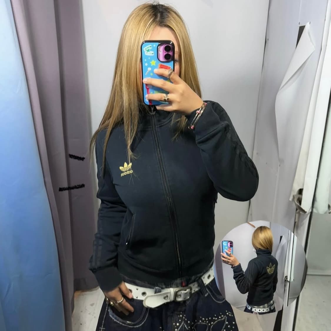 아디다스 스터드 네이비 면 져지 집업 (금장/골드 스터드) 상품이미지2