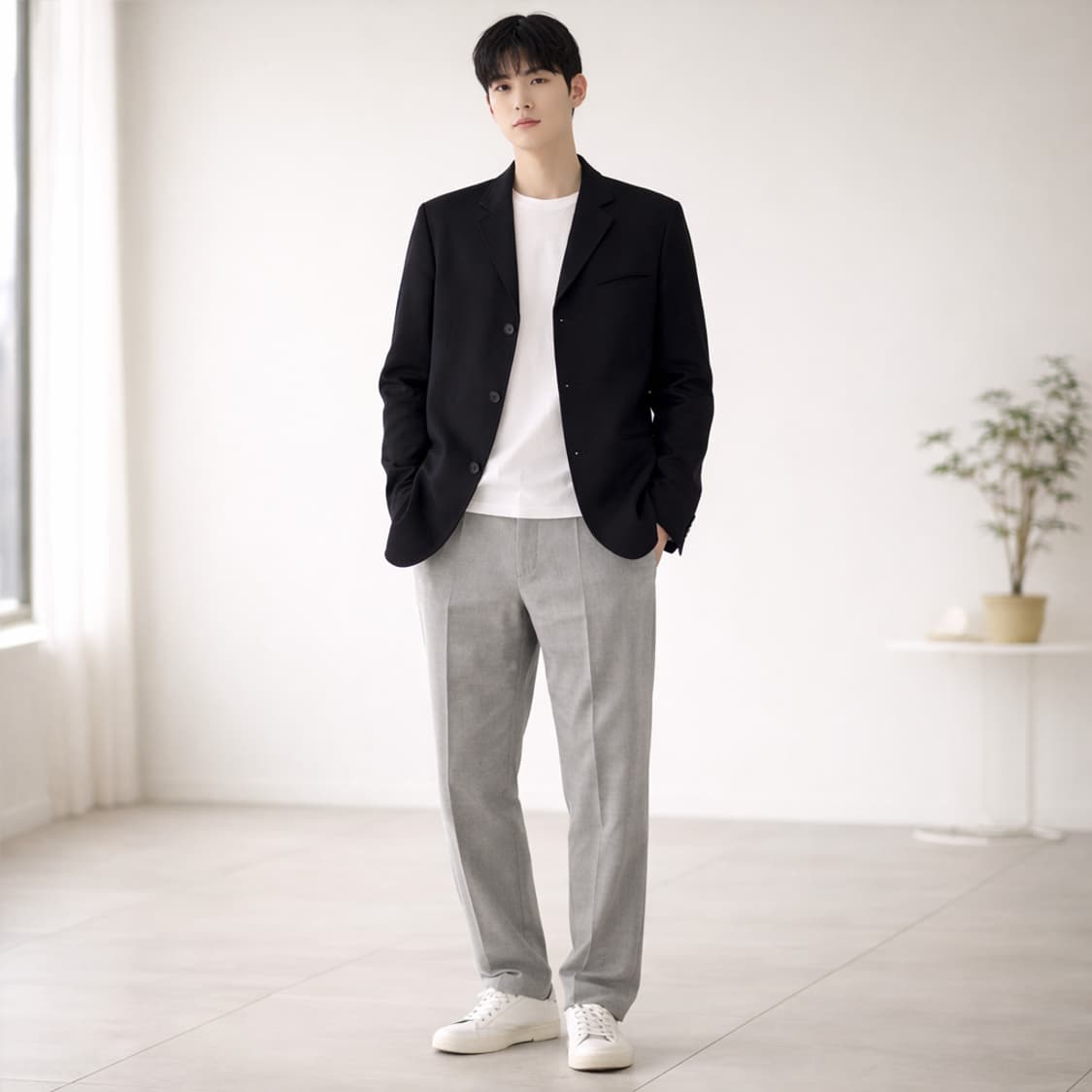 예아(YEAh) 울 100% 3버튼 싱글 블레이저 자켓 블랙 상품이미지2