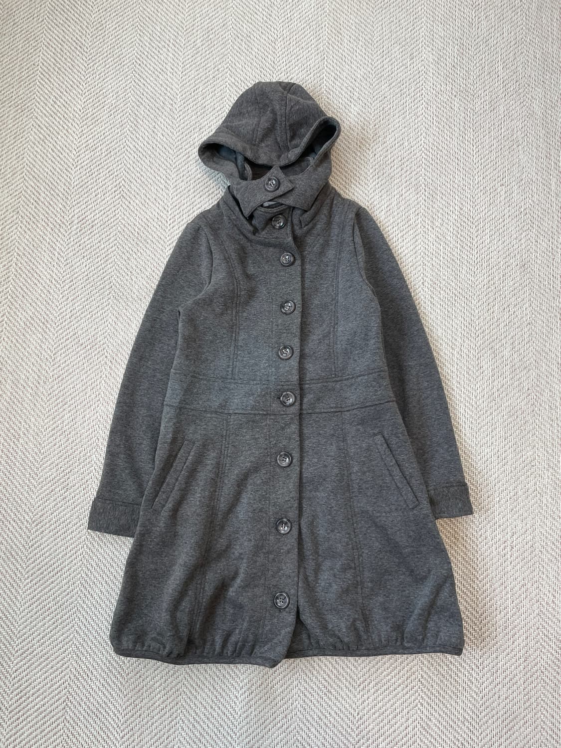 빈티지 후드 셔링 실루엣 롱 코트  J03832 상품이미지1