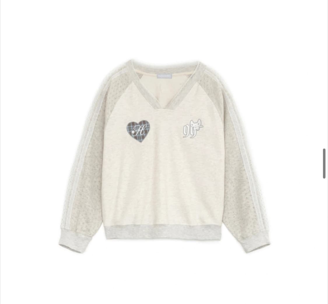 허그유어스킨 패치 브이넥 레글런티 아이보리 상품이미지1