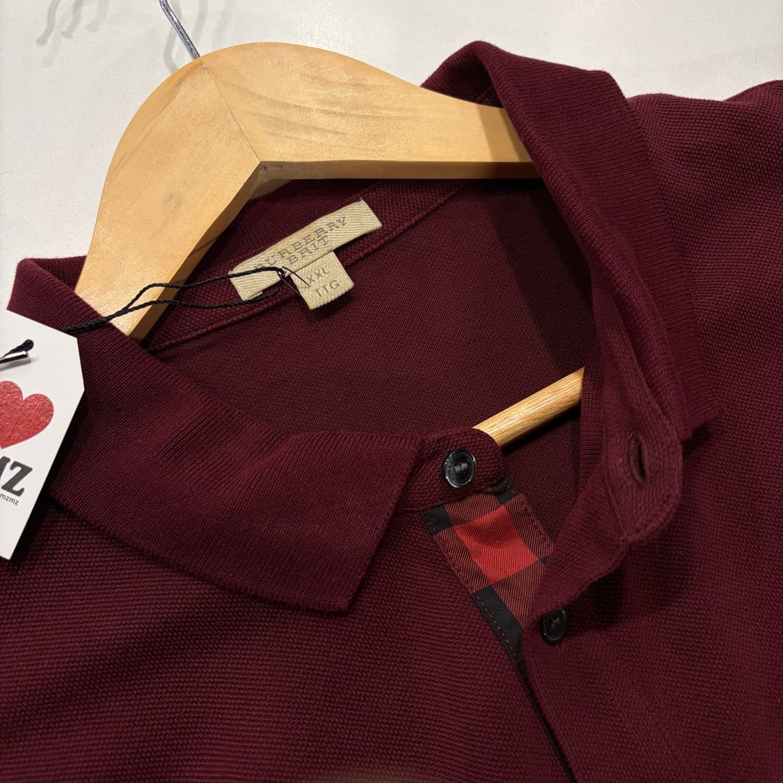 [2XL] 버버리 반팔 폴로 셔츠 버건디 D154 상품이미지6