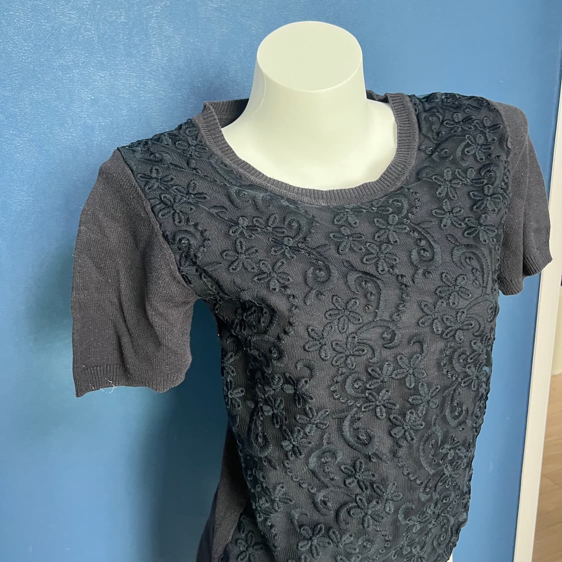 빈티지 꽃무늬 반팔니트 상품이미지1