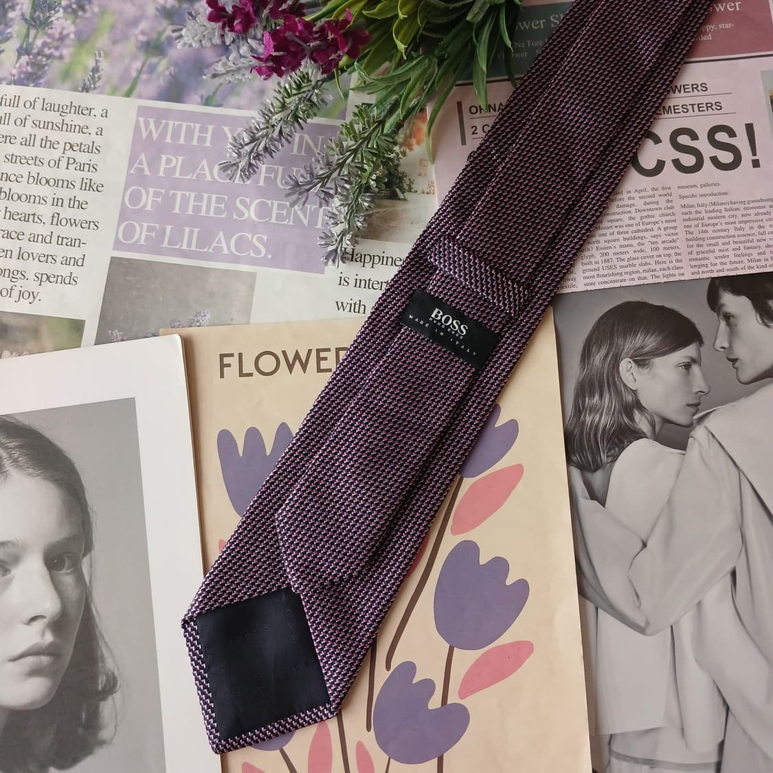 휴고보스 실크 마이크로 패턴 슬림 넥타이 7.9cm A+등급 A19549 상품이미지6