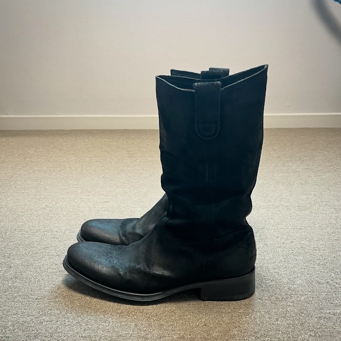 보에모스 블랙 레더 웨스턴 부츠 상품이미지4