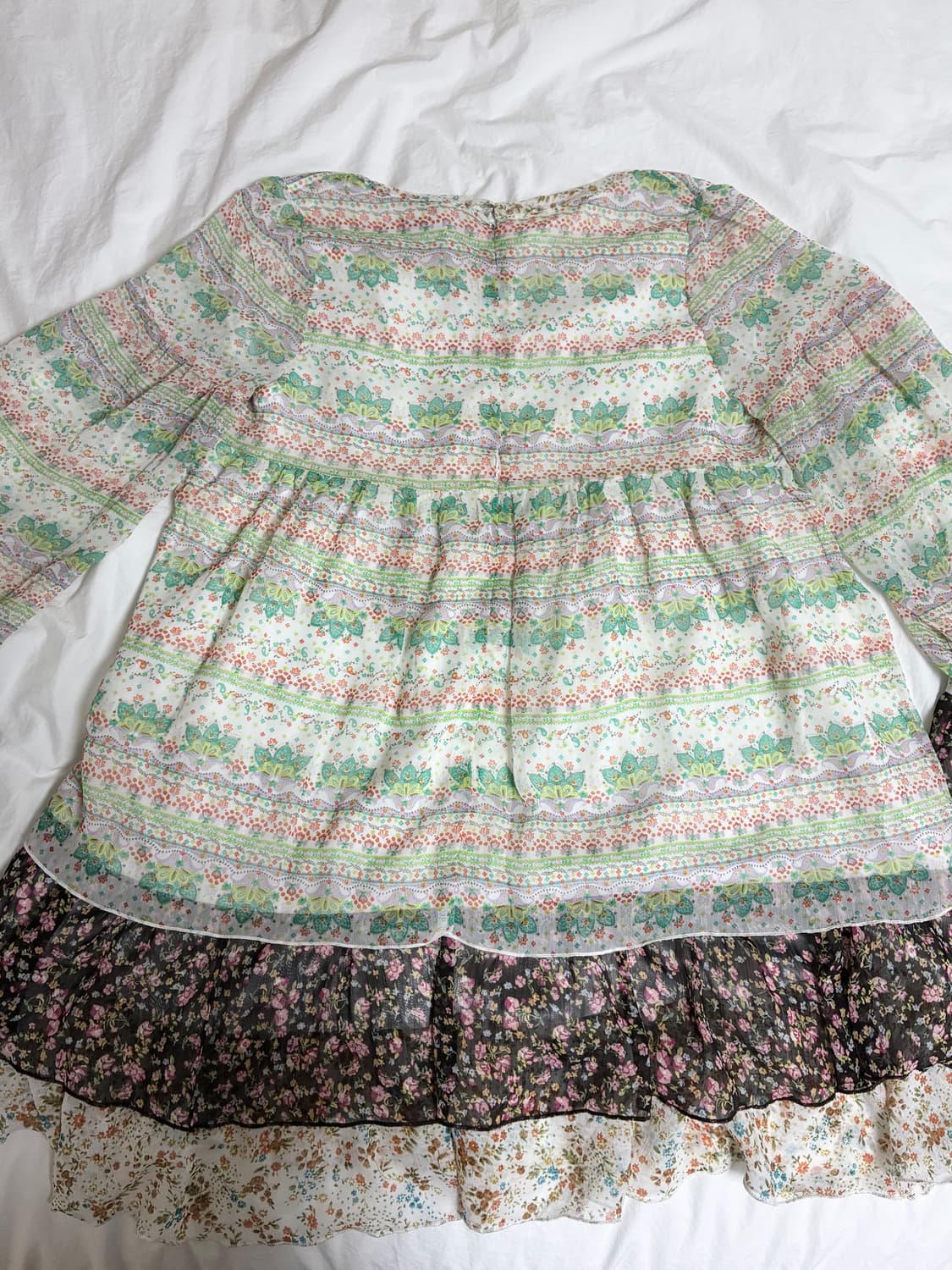 일본 빈티지 xaja 보헤미안 모리룩 에스닉 패턴 블라우스 원피스 상품이미지5