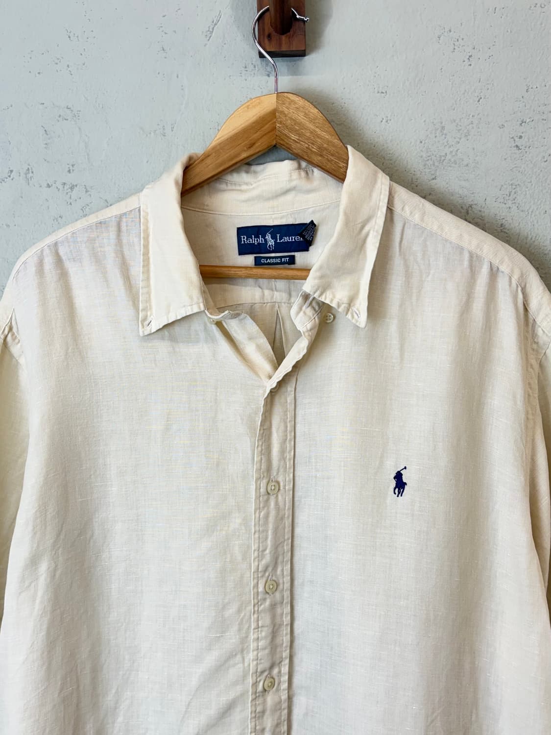 폴로랄프로렌 빈티지 베이지 린넨 반팔 셔츠 상품이미지5