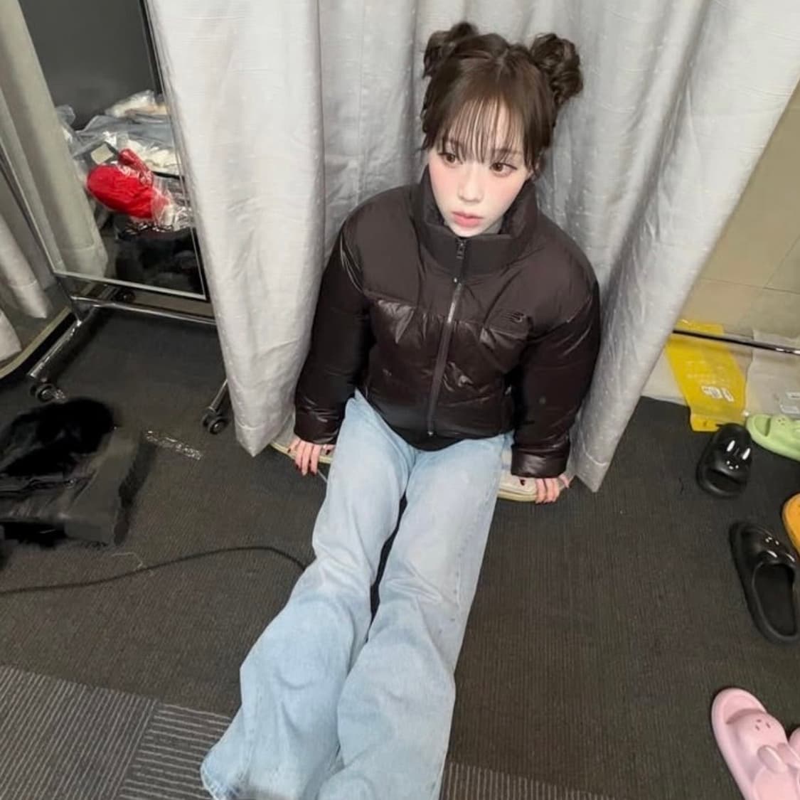 뉴발란스 액티브 숏 글로시 브라운 구스 다운 패딩 s 상품이미지2