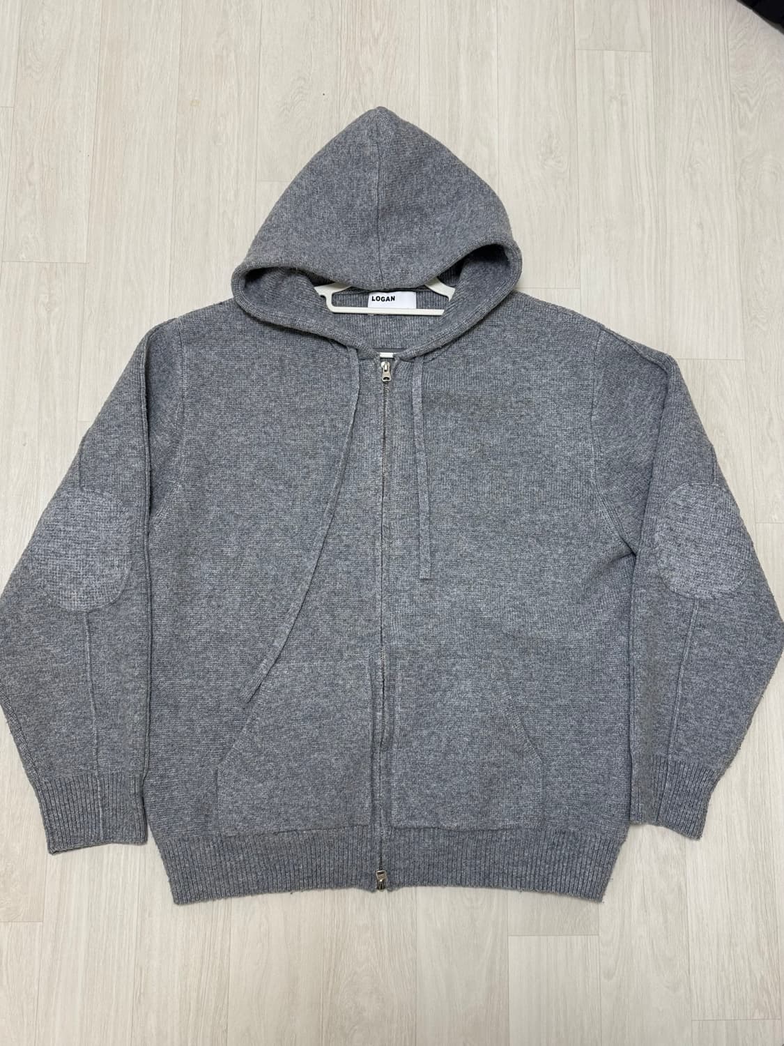 그레이 니트후드집업 상품이미지1