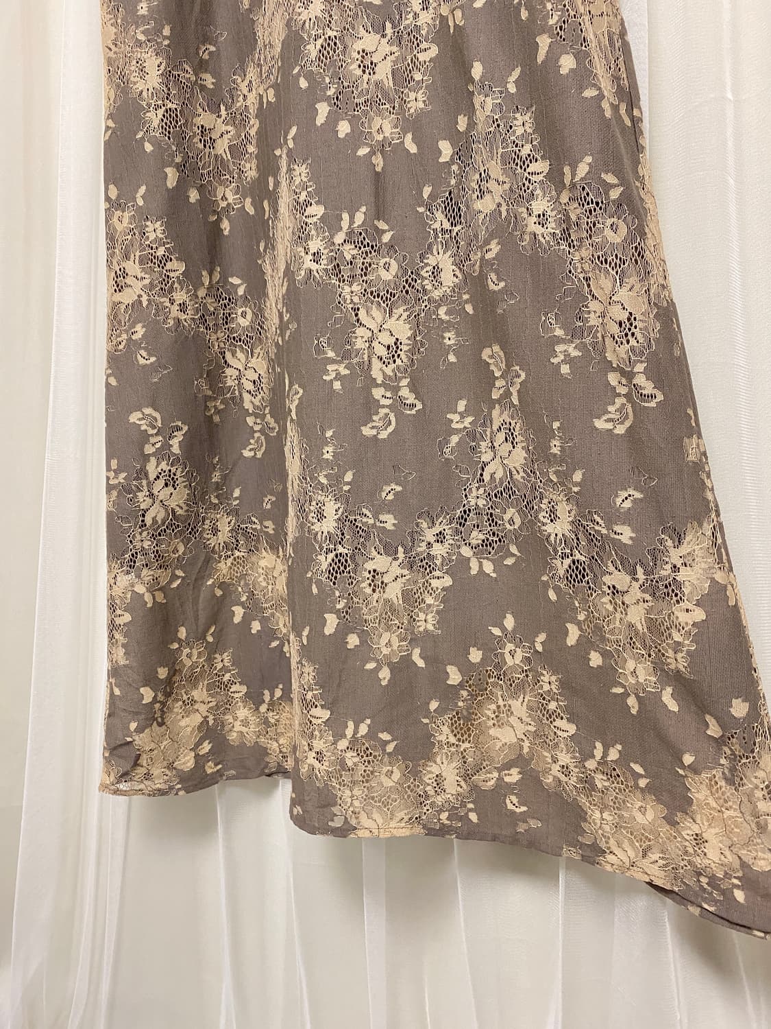 Brown Floral Lace Slip Long Dress 상품이미지6