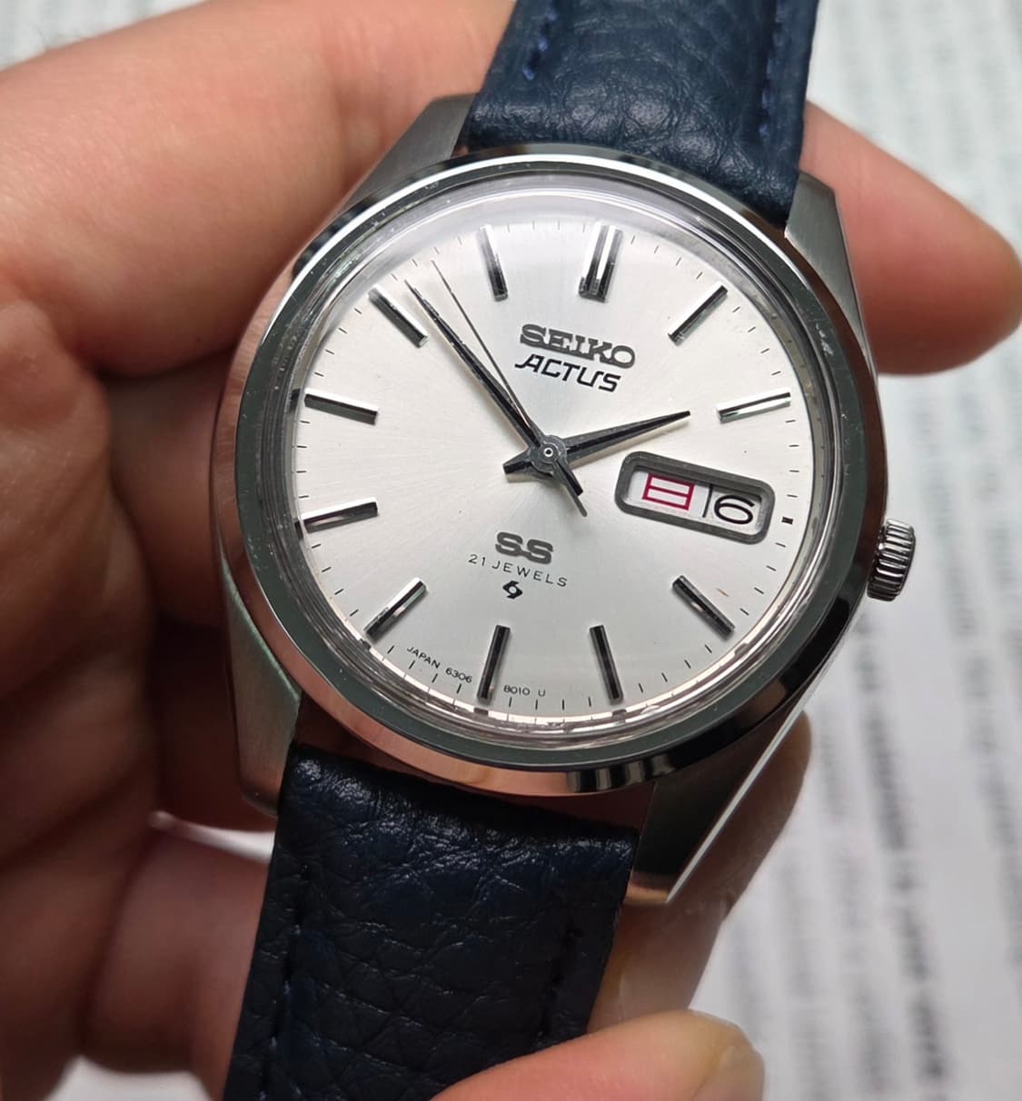 레어] 빈티지 세이코 SS 칼침핸즈 순정 실버판 한자 데이데이트 오토매틱 상품이미지3