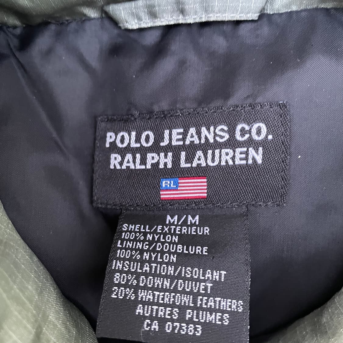 90s 폴로 올리브 그린 다운 푸퍼 자켓 올드스쿨 패딩 M L 상품이미지7