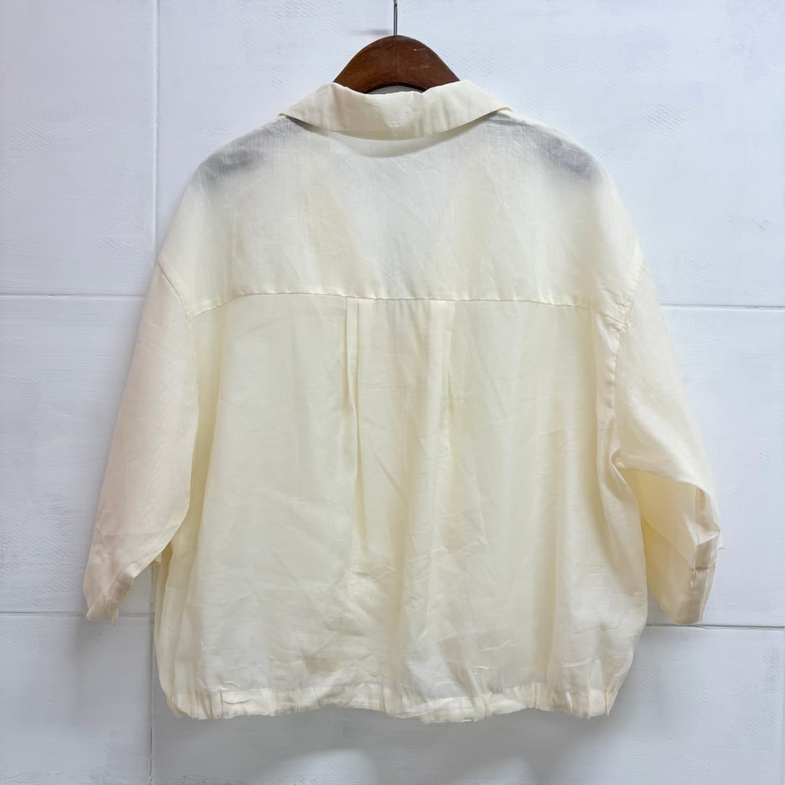 오간자 셔링 오픈카라 블라우스 자켓 JPN  상품이미지4