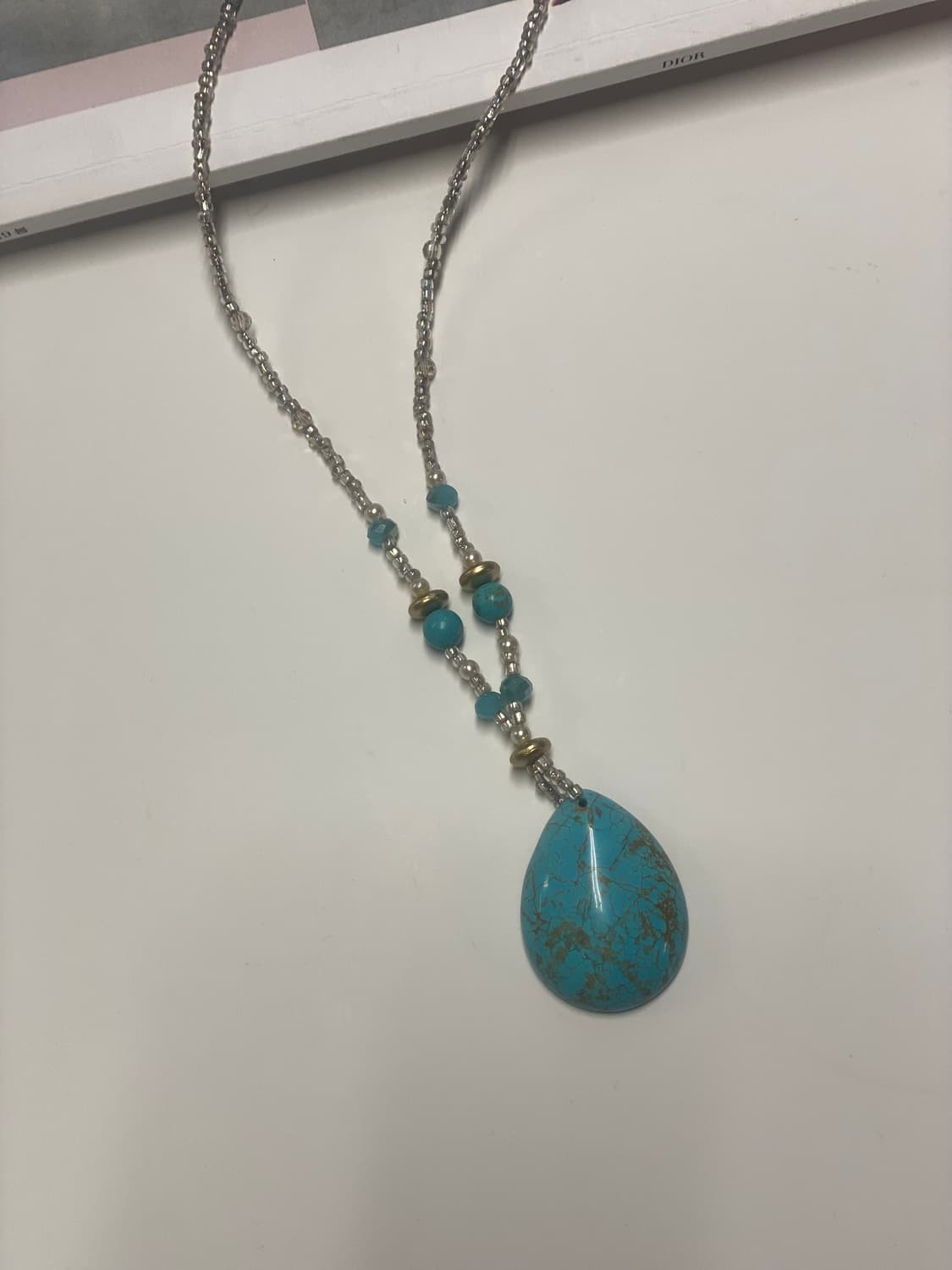터키석 물방울 목걸이 일본 빈티지 y2k 상품이미지5