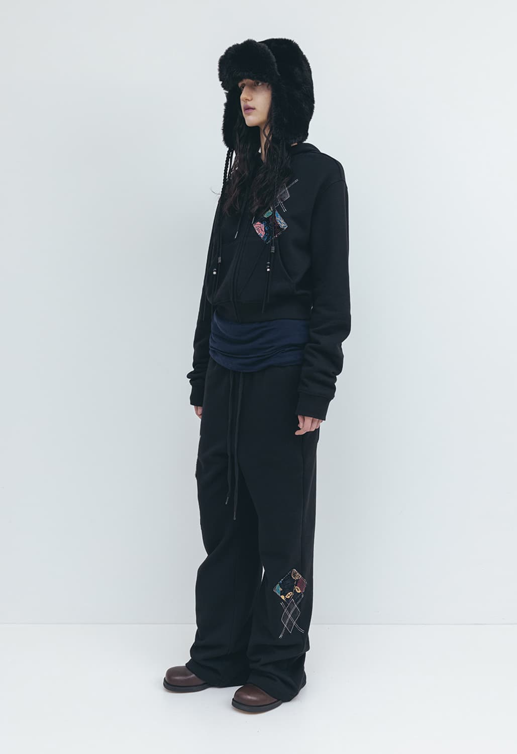 OPEN YY 아가일 패치 후드집업+라운지팬츠 상품이미지3